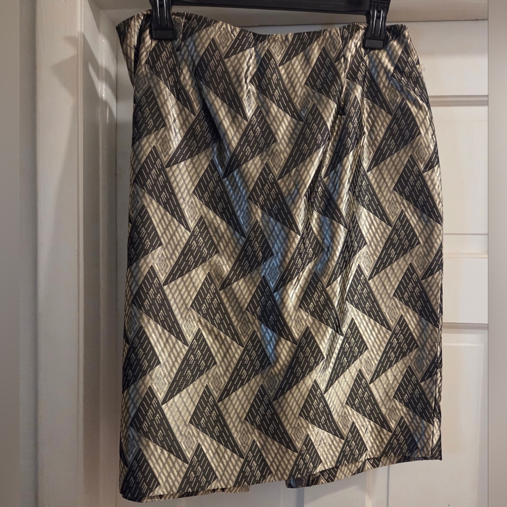 Jones New York Black and Cream Geometric Pencil Skirt